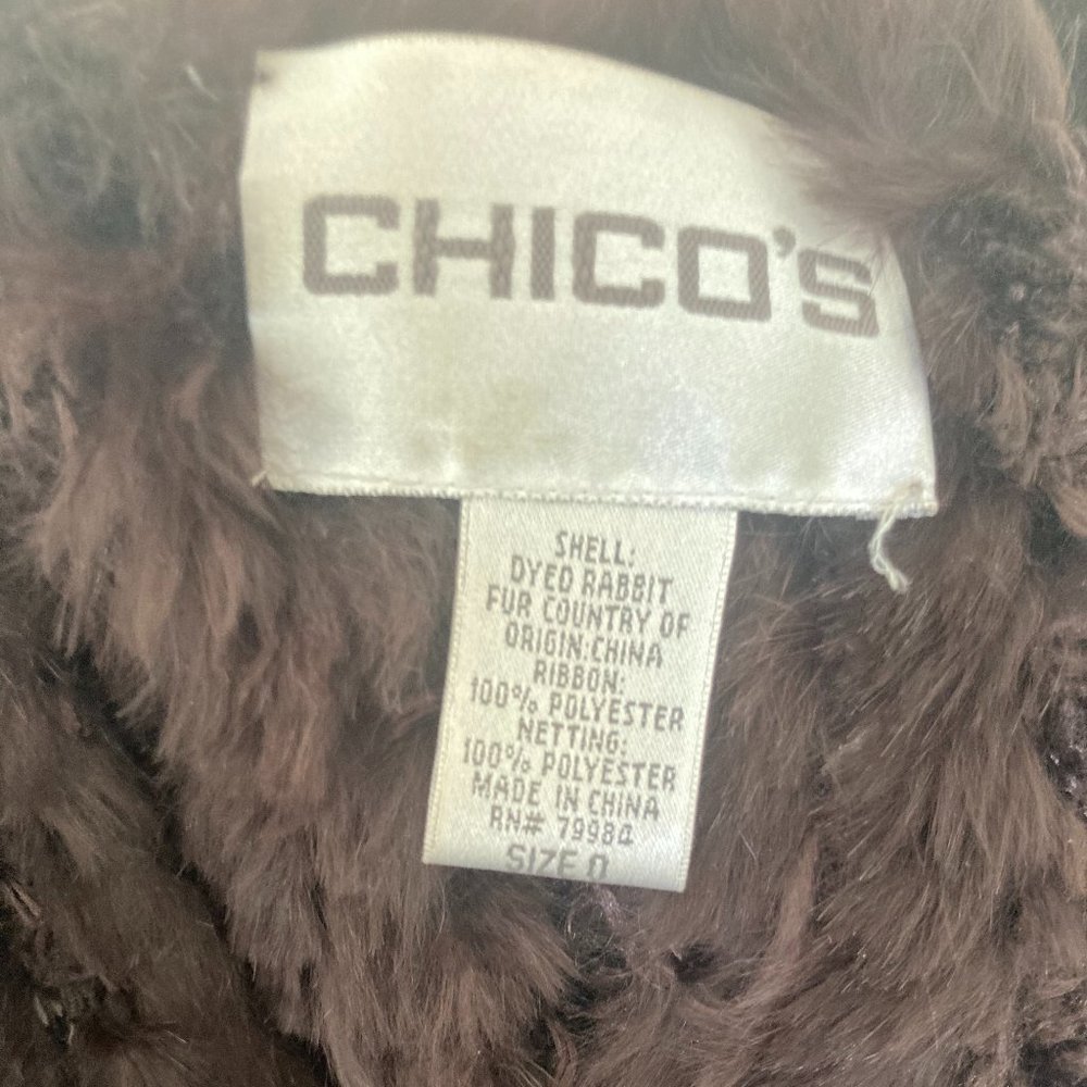 Chico's Rabbit Fur Vest 0 - Picture 3 of 3